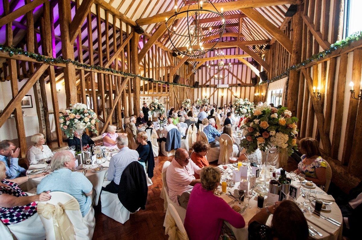 barn wedding party