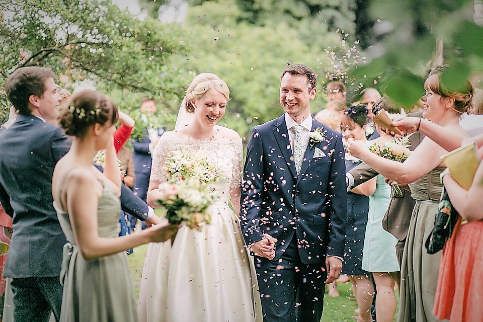 happy wedding couple just married