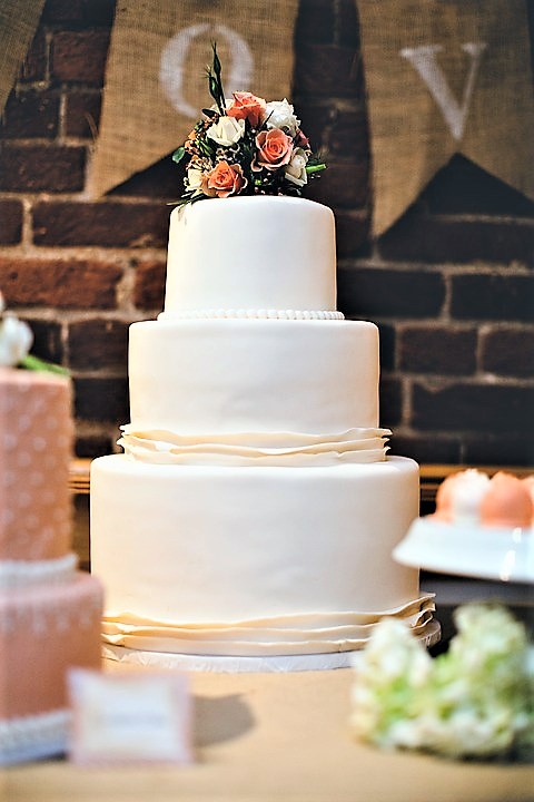 wedding cake at industrial chic wedding