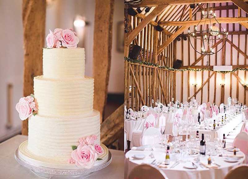 Pink flowers on a cake