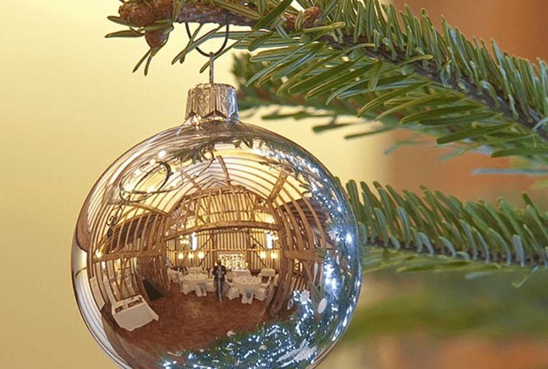 Christmas bauble silver close up