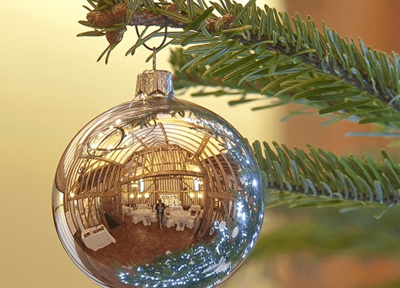 Christmas bauble silver close up