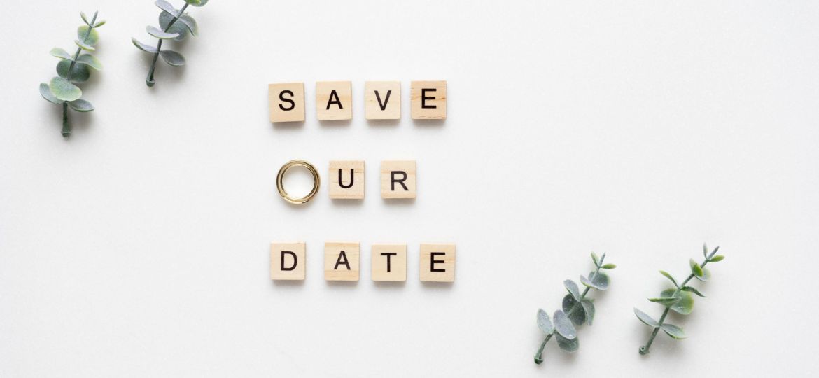Save our date in wooden letters