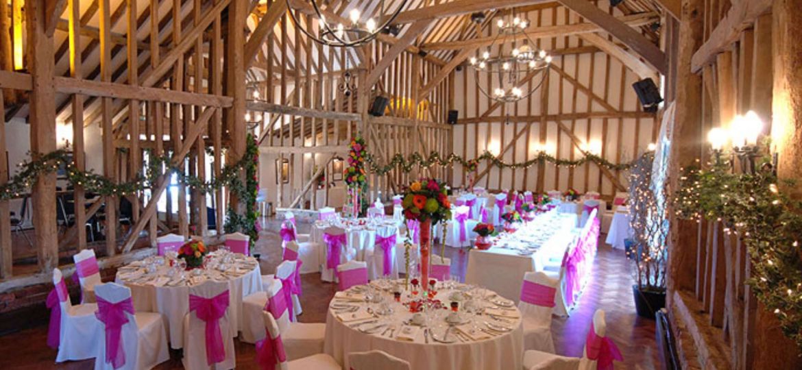 Pink wedding venue reception